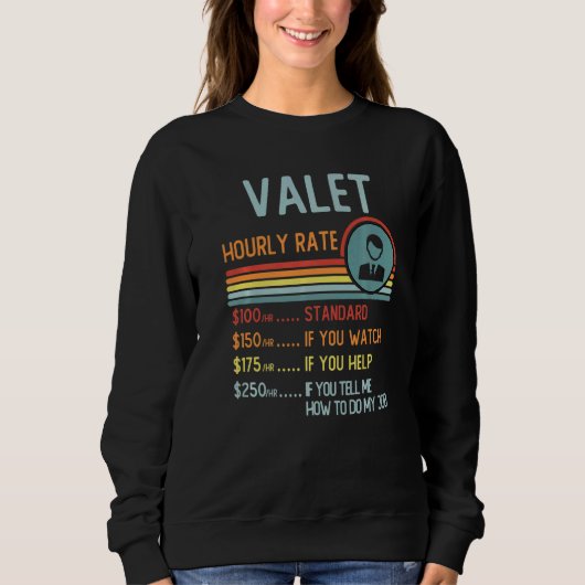 Valet Hourly Rate T-Shirt Retro Job Title Premium (Voorkant)