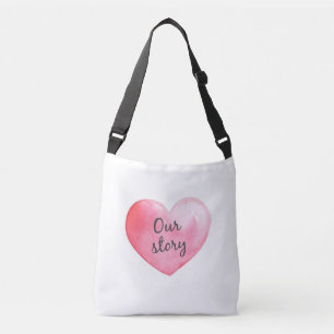 Valetine Waterverf hart met ons verhaal Crossbody Tas