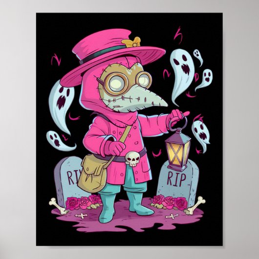 Valgory Gothic Plague Doctor Graves Hallow Poster (Voorkant)