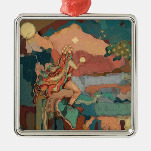 Valhalla Art Tuscan Pastels Stars Mystical Mermaid Metalen Ornament (Voorkant)