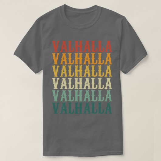 Valhalla in kleurenretro t-shirt (Design voorkant)