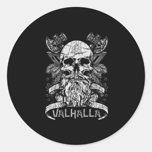 Valhalla Odin Viking Motif Ronde Sticker (Voorkant)