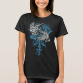 Valhalla Raven Ravens Odin's Runes Norse Compass V T-shirt (Voorkant)