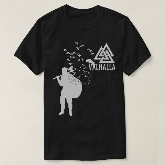 Valhalla Viking Warrior Rune Birds Raven Crow ang T-shirt (Design voorkant)