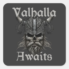 Valhalla wacht - schedel vierkante sticker
