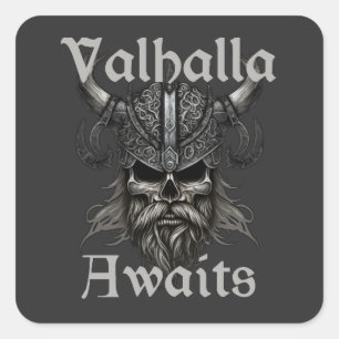 Valhalla wacht - schedel vierkante sticker