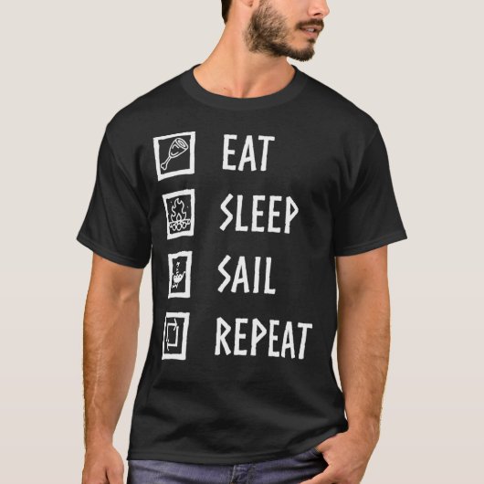 Valheim Eat, Sleep, Sail, Repeat (White Font) Clas T-shirt (Voorkant)