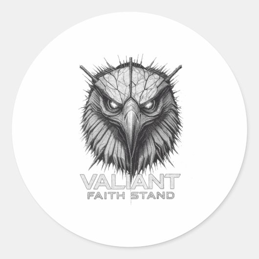 Valiant Faith Stand Eagle Christian Courage Streng Ronde Sticker (Voorkant)
