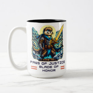 Valiant Otter Warrior met Zwaard Tweekleurige Koffiemok