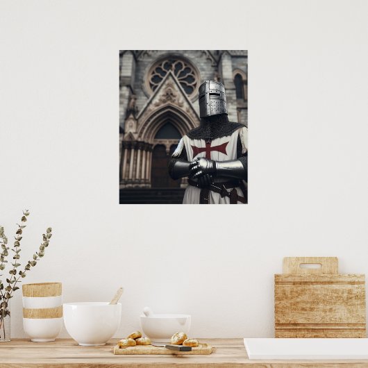 Valiant Zilver Gedetailleerde Tempelier Ridder His Poster (Keuken)