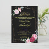 Valima Ceremony Wedding Invitation Gold Black Kaart (Staand voorkant)