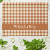 Valk Bruin Oranje Gingham Herfst Plaid Aangepaste Theedoek (Gevouwen)