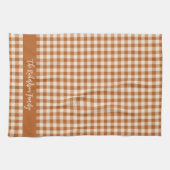 Valk Bruin Oranje Gingham Herfst Plaid Aangepaste Theedoek (Horizontaal)