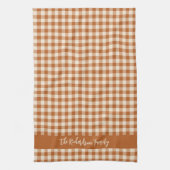 Valk Bruin Oranje Gingham Herfst Plaid Aangepaste Theedoek (Verticaal)