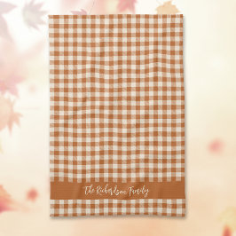 Valk Bruin Oranje Gingham Herfst Plaid Aangepaste  Theedoek