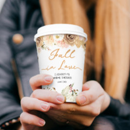Valk in liefde pompoen met bloemrijke bruidsdouche papieren bekers