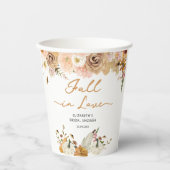 Valk in liefde pompoen met bloemrijke bruidsdouche papieren bekers (Voorkant)