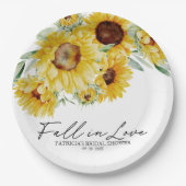Valk in liefde Zonnebloem Bruidsfeest Papieren Bordje (Voorkant)