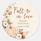 Valk in Love Pompoen Bruidsdouche Ronde Sticker (Voorkant)