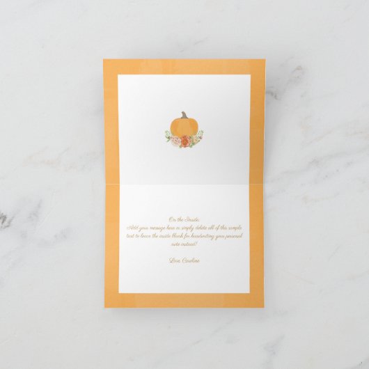 Valk in Love Pompoen Bruiloft Dank Je Briefje Bedankkaart (Binnen)