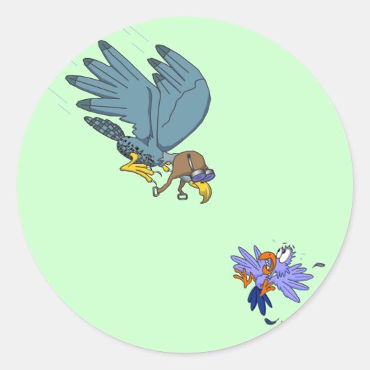 Valk met bril ronde sticker (Voorkant)