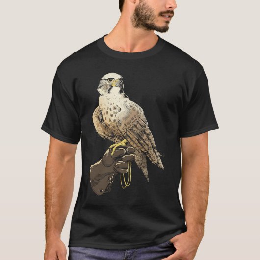 valk op trainer handschoenen Falconry Falconer T-shirt (Voorkant)