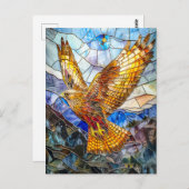 valk stijgt boven landschap briefkaart (Voorkant / Achterkant)