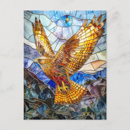 valk stijgt boven landschap briefkaart (Voorkant)