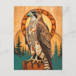 Valk Totem – Visioenaire Art Deco Geest Briefkaart