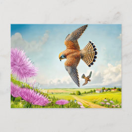 Valken over de berghelling feestdagenkaart