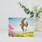 Valken over de berghelling feestdagenkaart (Staand voorkant)