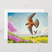 Valken over de berghelling feestdagenkaart (Voorkant / Achterkant)