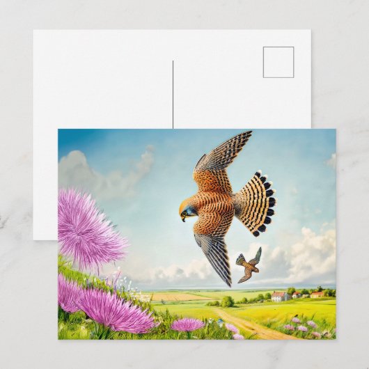 Valken over de berghelling feestdagenkaart (Voorkant / Achterkant)