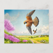 Valken over de berghelling feestdagenkaart (Voorkant)