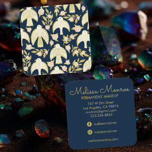 Valken & Rozen Elegante Boho Marineblauwe Vierkant Vierkante Visitekaartje