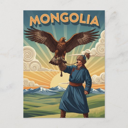 Valkenier in Mongolië Reizen Briefkaart (Voorkant)