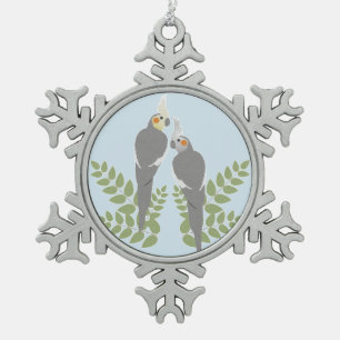 Valkenparkiet Koppel Tin Sneeuwvlok Ornament