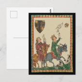 Valkerij, 14e-eeuwse Codex Manesse Briefkaart (Voorkant / Achterkant)