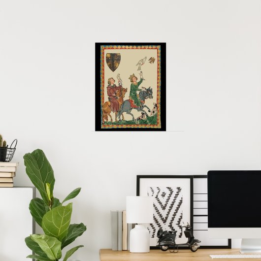 Valkerij, 14e-eeuwse Codex Manesse Poster (Thuiskantoor)