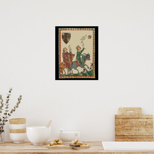 Valkerij, 14e-eeuwse Codex Manesse Poster (Keuken)