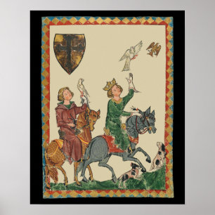 Valkerij, 14e-eeuwse Codex Manesse Poster