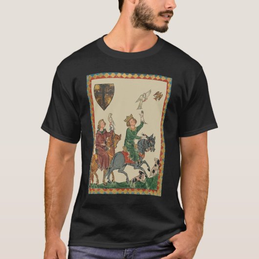 Valkerij, 14e-eeuwse Codex Manesse T-shirt (Voorkant)