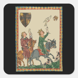 Valkerij, 14e-eeuwse Codex Manesse Vierkante Sticker