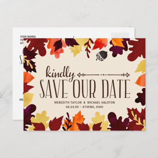 Valkleuren | Rustic  Save the Date Aankondigingskaart (Voorkant / Achterkant)