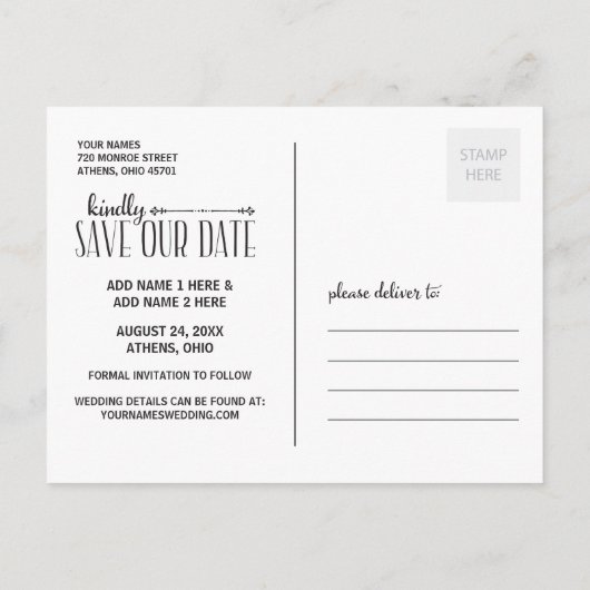 Valkleuren | Rustic  Save the Date Aankondigingskaart (Achterkant)