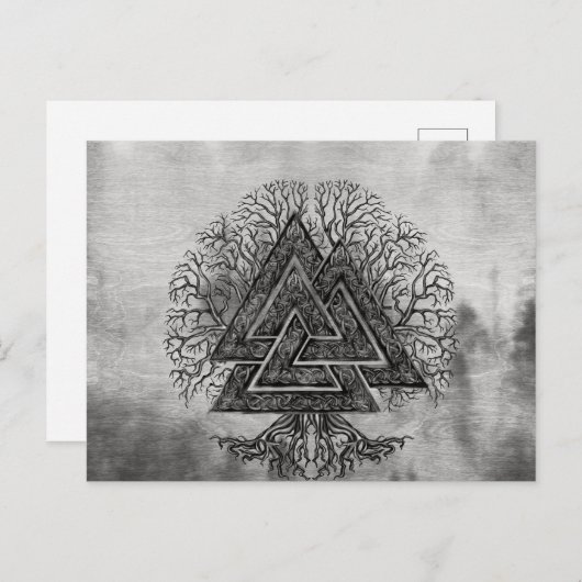 Valknut and Tree of Life Yggdrasil Briefkaart (Voorkant / Achterkant)