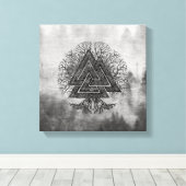 Valknut and Tree of Life Yggdrasil Canvas Afdruk (Insitu (Houten vloer))