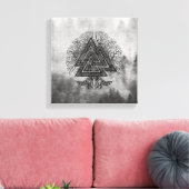 Valknut and Tree of Life Yggdrasil Canvas Afdruk (Insitu (Woonkamer))