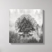 Valknut and Tree of Life Yggdrasil Canvas Afdruk (Voorkant)