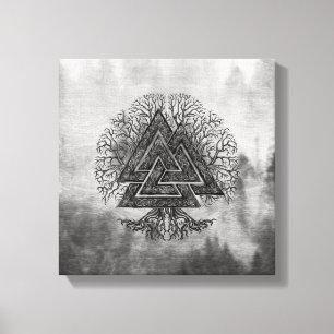 Valknut and Tree of Life Yggdrasil Canvas Afdruk